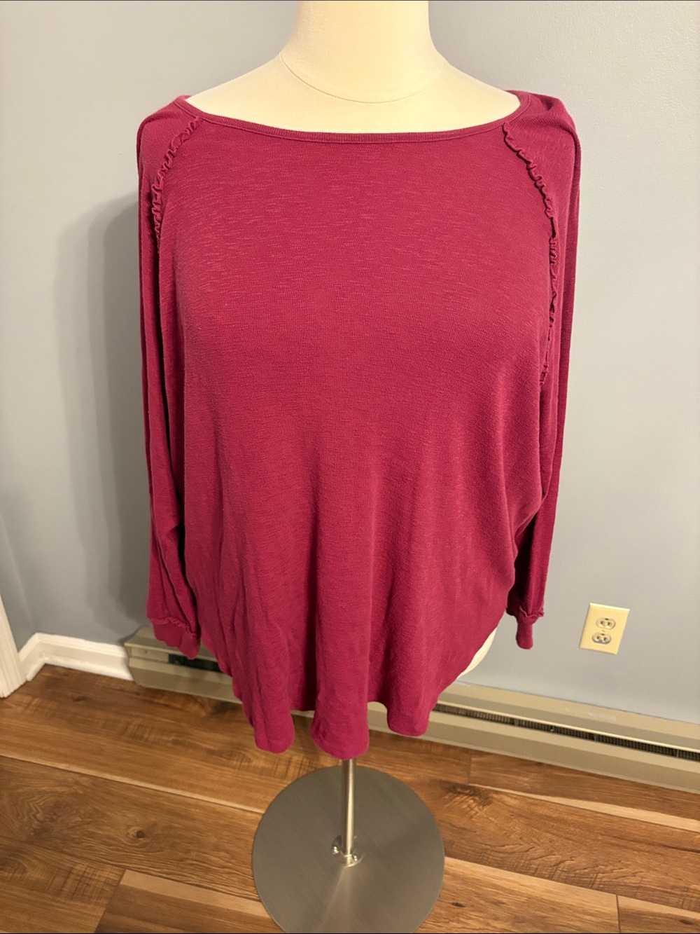 LC Lauren Conrad Boatneck Long sleeve top — Berry Wine
